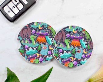 Cryptids Car Cup Holder Coaster - Yeti - Mothman - Loch Ness Monster - Alien
