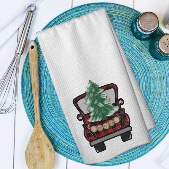 Joy Christmas Waffle Weave Microfiber Kitchen Towel