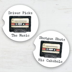 Driver Picks The Music Shotgun Shuts His Cakehole Car Coasters, Supernatural, Cup Holder Coaster, Funny, New Driver Gift, Vehicle