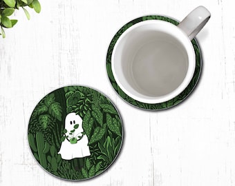 Plant Lover Ghost Flexible Neoprene Drink Coaster