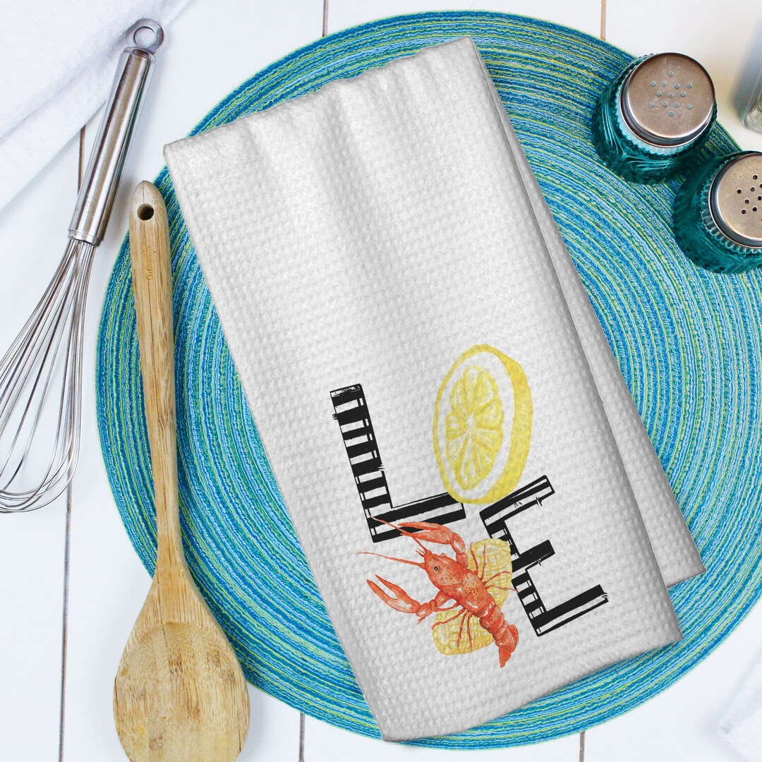 Love Crawfish Dish Towel Microfiber Home Decor Funny Sayings Kitchen