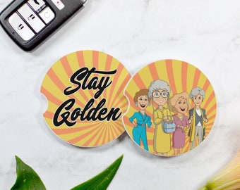 Stay Golden Golden Girls Car Coasters | Golden Girls Gift | New Driver Gift | Best Friends Gift | Best Friend Golden Girl