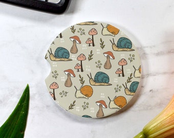 Snails & Mushroom Forest Car Cup Holder Coaster