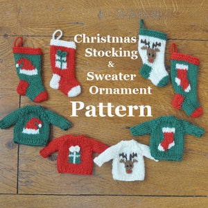 Santa's Traditions Christmas Stocking and Sweater Ornament Knitting Pattern