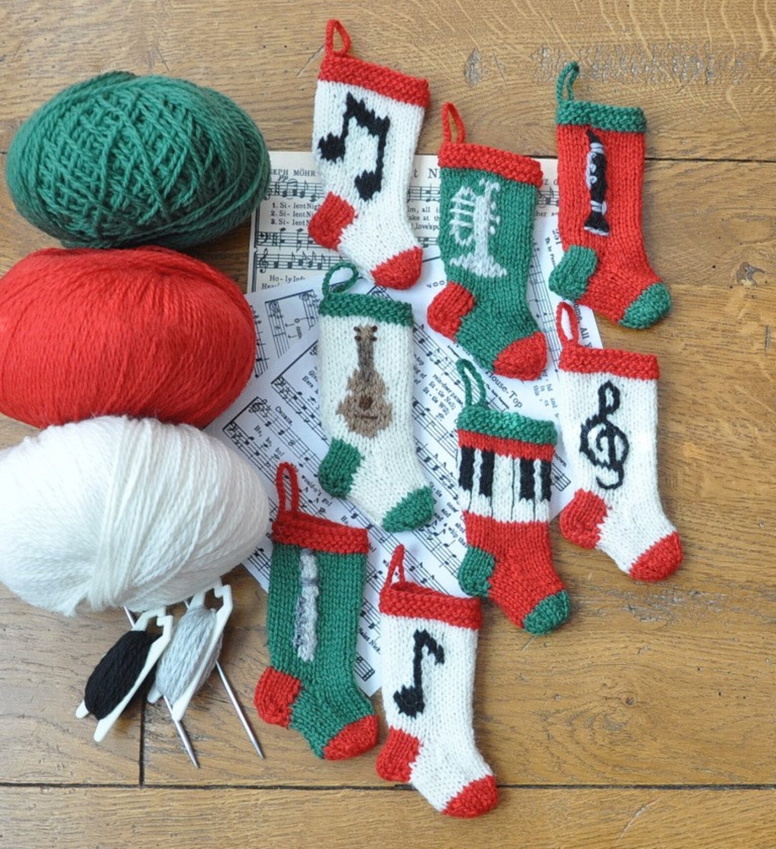 Musical Christmas Stocking Ornaments Knitting Pattern Etsy