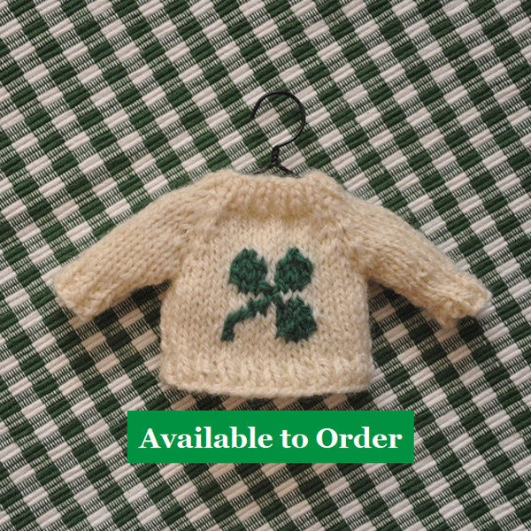 Shamrock St Patrick's Day Hand-Knit Sweater Ornament  *Available to Order*