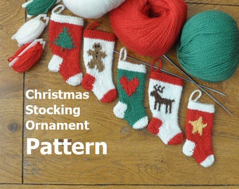 Whimsical Christmas Stocking Ornament Knitting Pattern