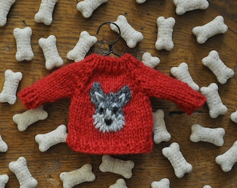 Schnauzer Hand-Knit Sweater Ornament  *as seen in Dec. 2020 Country Living*