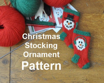 Snowman Pair Christmas Stocking Ornament Knitting Pattern Set of 2 Designs