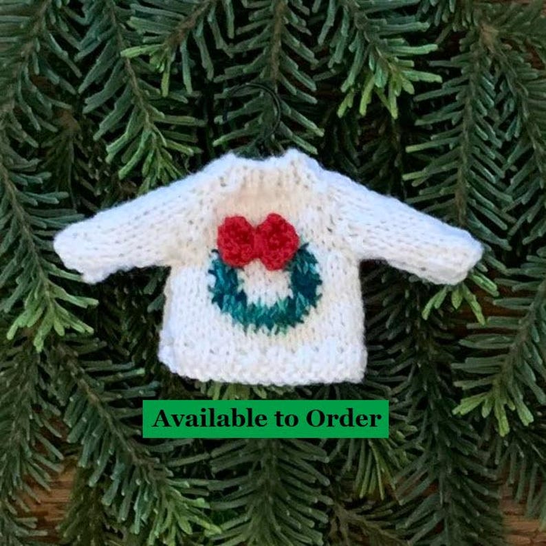 Wreath Sweater Hand-Knit Christmas Ornament image 11