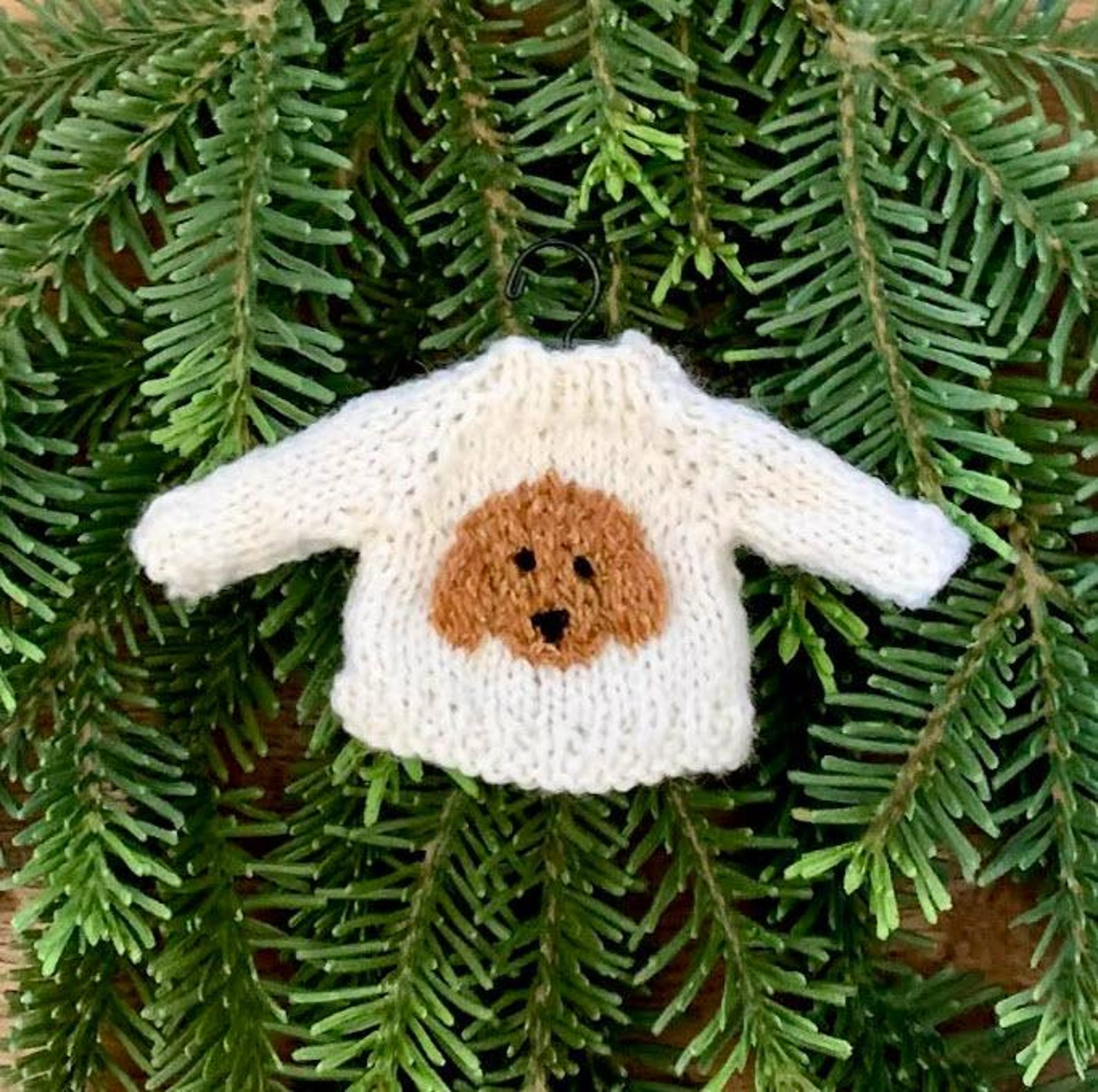 Apricot Goldendoodle Hand-knit Sweater Ornament Doodle Cockapoo Havapoo ...
