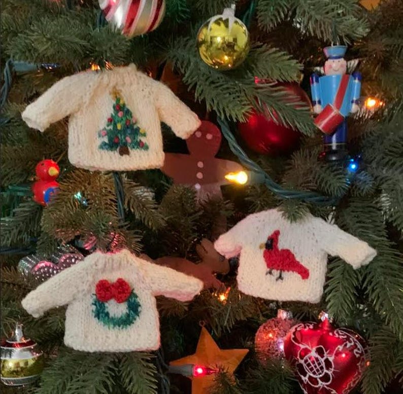 Wreath Sweater Hand-Knit Christmas Ornament image 6