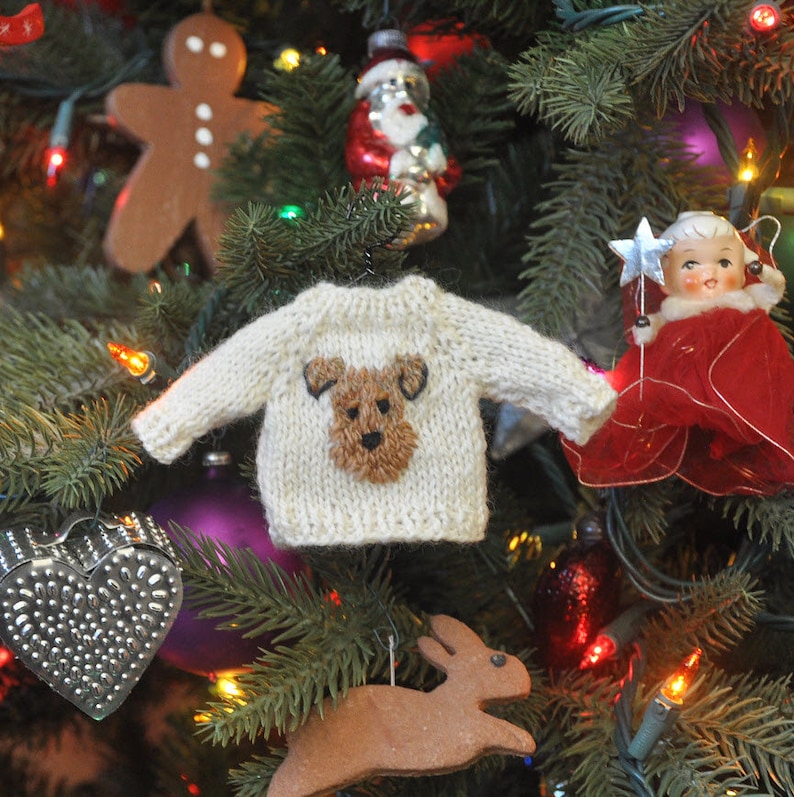 Welsh Terrier Airedale Terrier Wire Fox Terrier Hand-Knit Sweater Ornament image 4