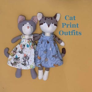 Cat Print Outfits 14&quot; doll or animal Outfits   Toy Handmade Outfit (doll not included)