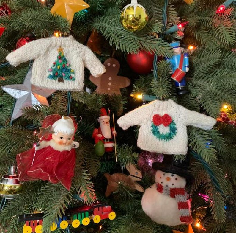 Wreath Sweater Hand-Knit Christmas Ornament image 10