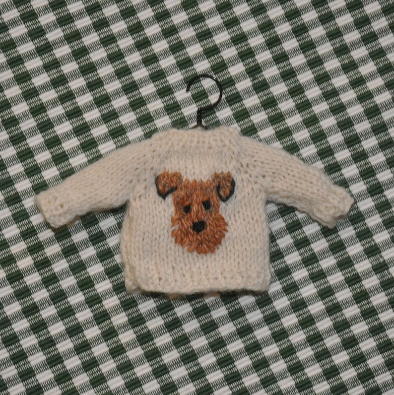Welsh Terrier Airedale Terrier Wire Fox Terrier Hand-Knit Sweater Ornament image 9