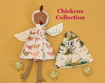 Chicken Print Outfits 14" doll or animal Outfits   Toy Handmade Outfit (doll not included)