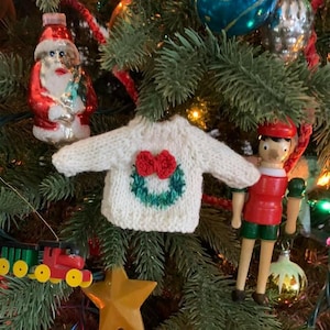 Wreath Sweater Hand-Knit Christmas Ornament image 1