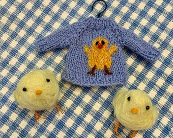 Chick Hand-Knit Sweater Ornament  Easter Ornament