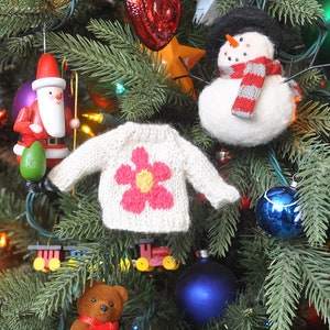 SALE Flower Sweater Ornament   Hand Knit Gardening Ornament  Gardener