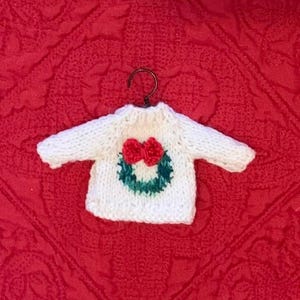 Wreath Sweater Hand-Knit Christmas Ornament image 2