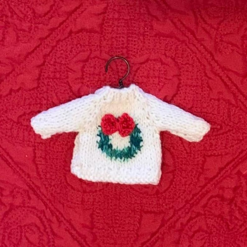 Wreath Sweater Hand-Knit Christmas Ornament image 2
