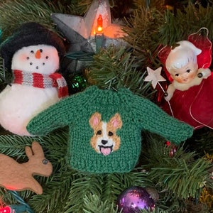 Corgi Hand-Knit Sweater Ornament image 1