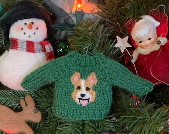 Corgi Hand-Knit Sweater Ornament