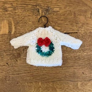 Wreath Sweater Hand-Knit Christmas Ornament image 7