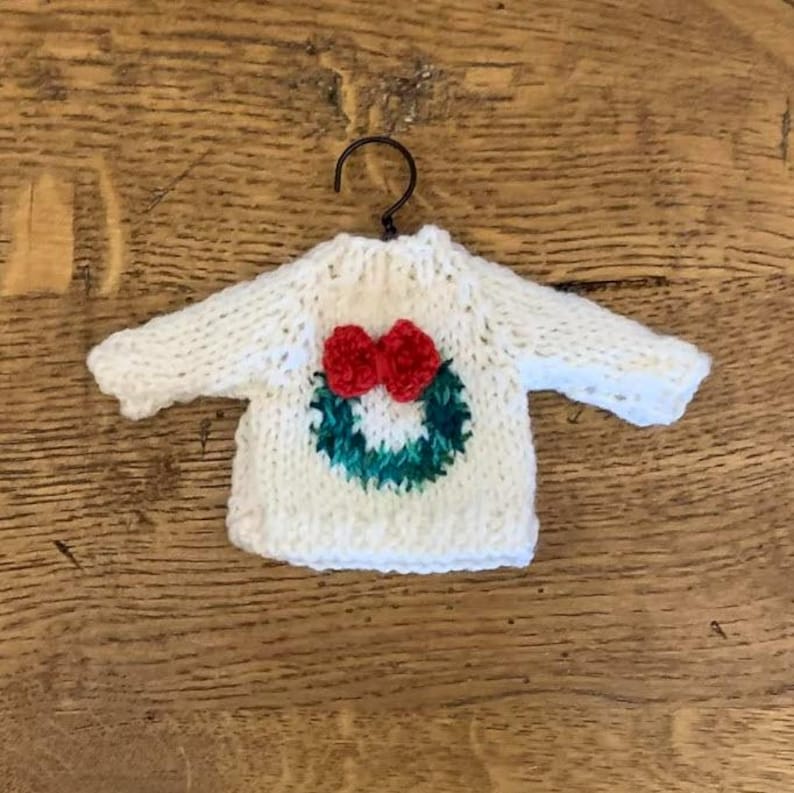 Wreath Sweater Hand-Knit Christmas Ornament image 7