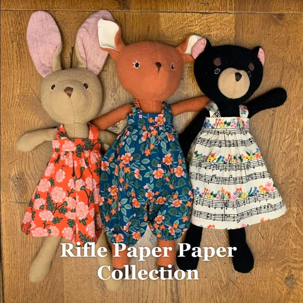 14" doll or animal Outfits   Toy Rifle Paper Fabrics Collection Handmade Outfit (doll not included)  *Sewn to Order-Mails in 2-3 days*