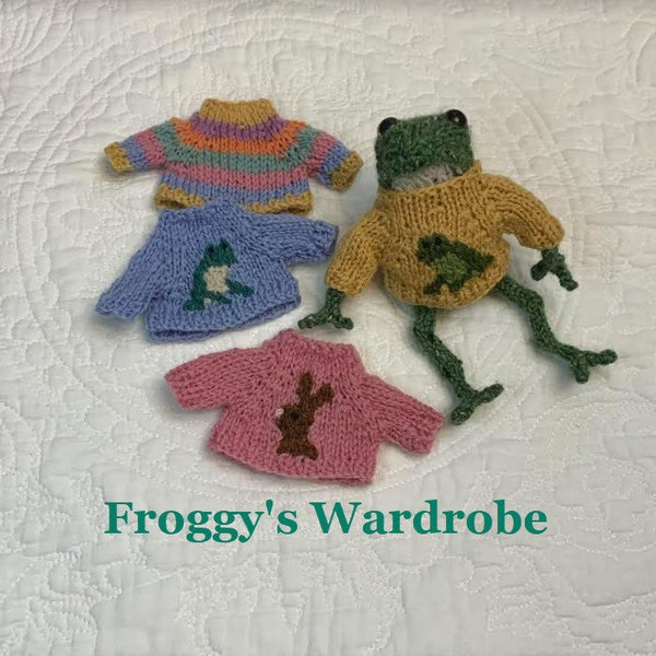 Froggy Pullover für DotPebbles Gestrickter Frosch Spielzeug Handgestrickter Pullover