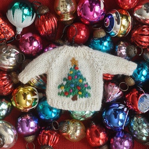 Decorated Christmas Tree Hand-Knit Sweater Ornament
