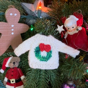 Wreath Sweater Hand-Knit Ornament