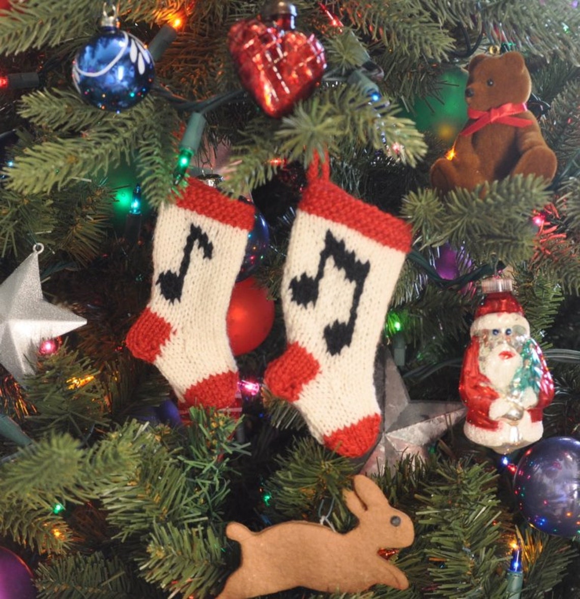 Musical Christmas Stocking Ornaments Knitting Pattern Etsy