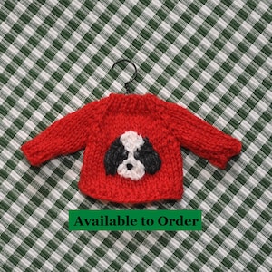 Bernadoodle Hand-Knit Sweater Ornament   Black and White Doodle Sheepadoodle *Available to Order*