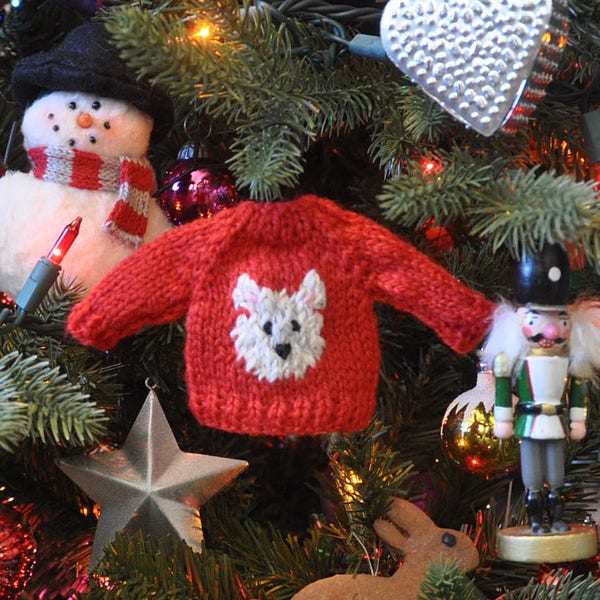 West Highland Terrier Hand-Knit Sweater Ornament  Scottie  Westie  Westiepoo Havenese