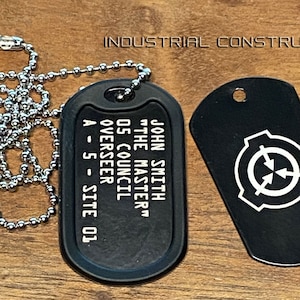 SCP Foundation Black Stainless Steel Laser Engraved Dogtags