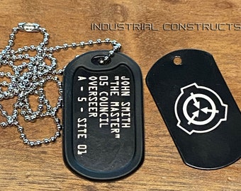 SCP Foundation Black Stainless Steel Laser Engraved Dogtags