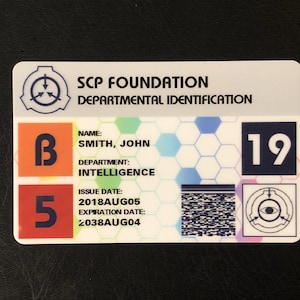 Tarjeta de identificación departamental de la Fundación SCP: personalizada con su información