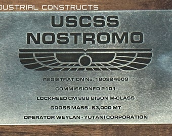 Alien - USCSS Nostromo - Stainless Steel Ship’s Data Plaque