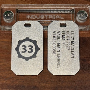 Fallout-Inspired Dog Tags – Vault Number & Logo – Titanium – Personalized Vault Dweller ID Tag
