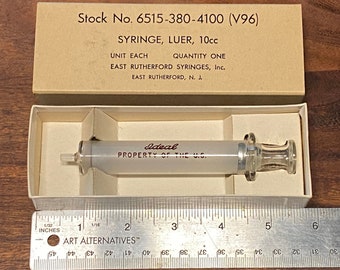 Ideal 10cc Antique Glass Syringe, New in Box - 1950's