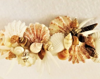 Mermaid hair accessory_Unique Sea Shell hair barrette_OOAK_beach wedding hair accessory_shell art for your hair_beach bride hair_seashell