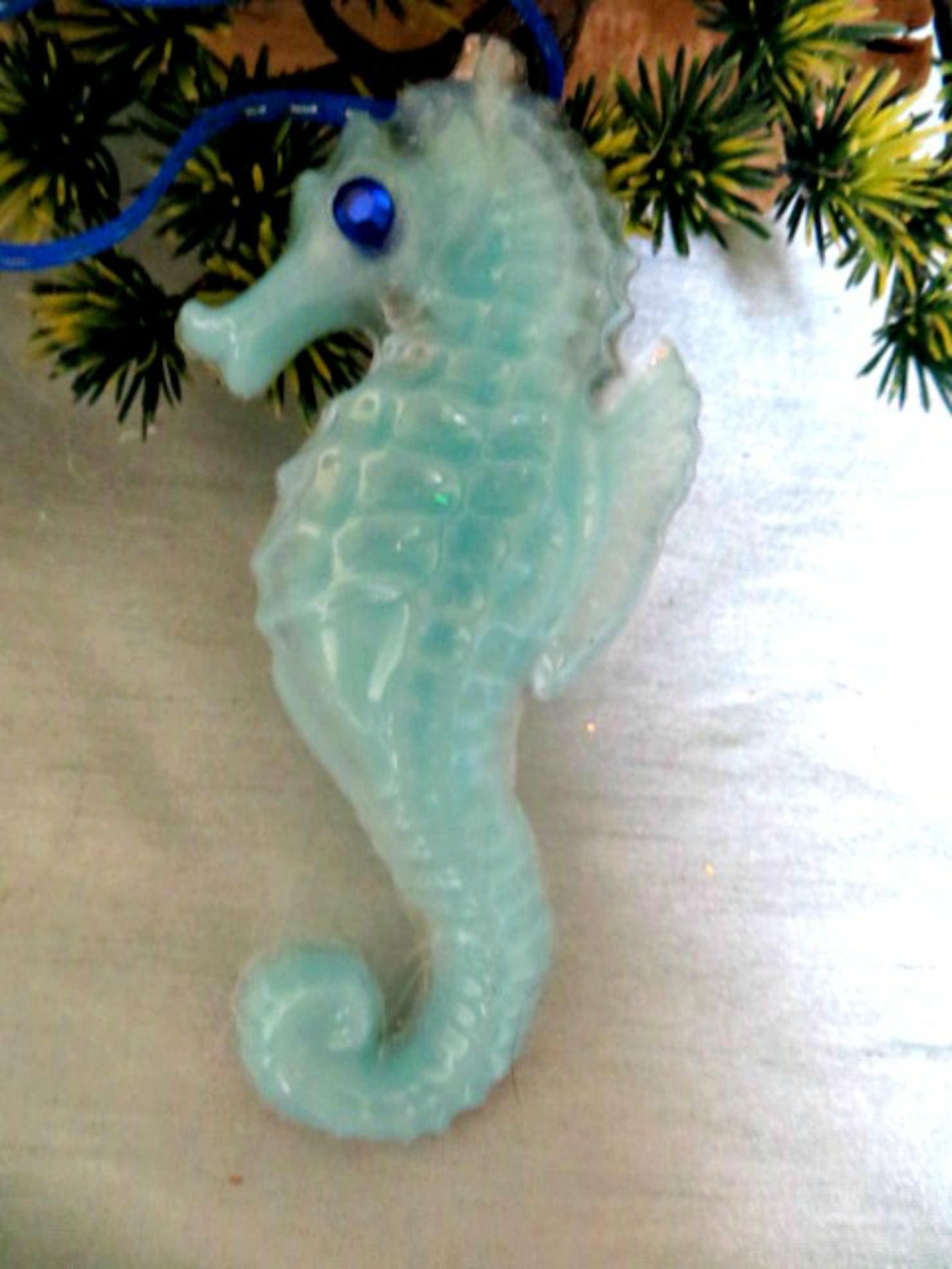 Aqua Resin seahorse ornament_seahorse wall decor Etsy