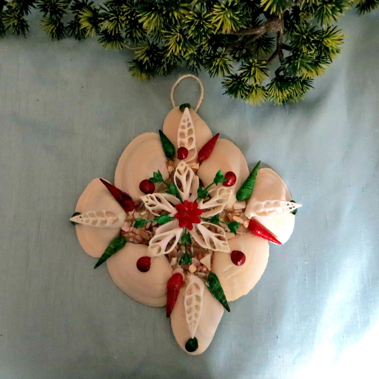 Large Coastal Christmas seashell wall decor and ornament_beach | Etsy