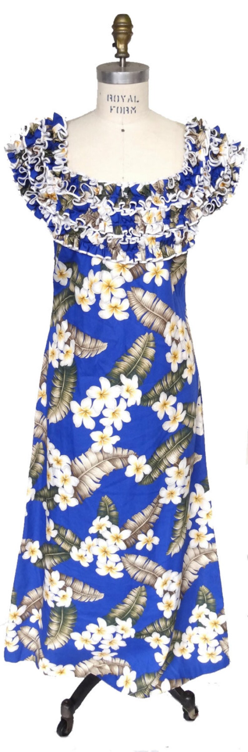 Hawaiian Muumuu dress with Ruffled Neck and Floral Print Etsy