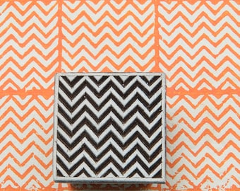 Chevron Square Textile Stamp, Elephant Block Printing Stamp, Wooden Block Stamp, Hand Carved Elephant Stamp, stamp textile printing