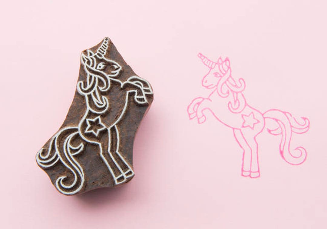 Unicorn Indian Textile Stamp Unicorn Block Printing Stamp Etsy