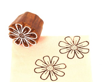 Daisy Indian Textile Stamp, Daisy Block Printing Stamp, Wooden Block Stamp, Hand Carved Daisy Stamp, Daisy stamp textile printing